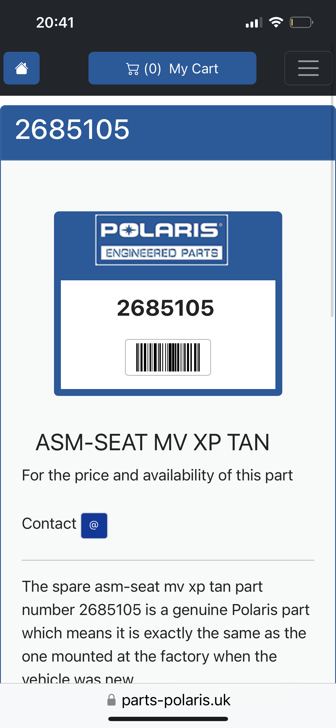 Polaris MV850 Saddle